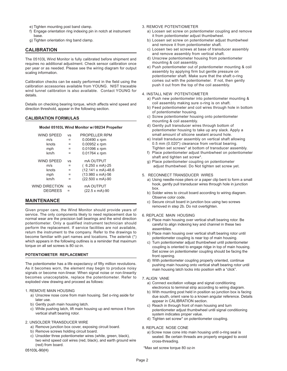 Young Wind Monitor Model 05103L User Manual | Page 3 / 9