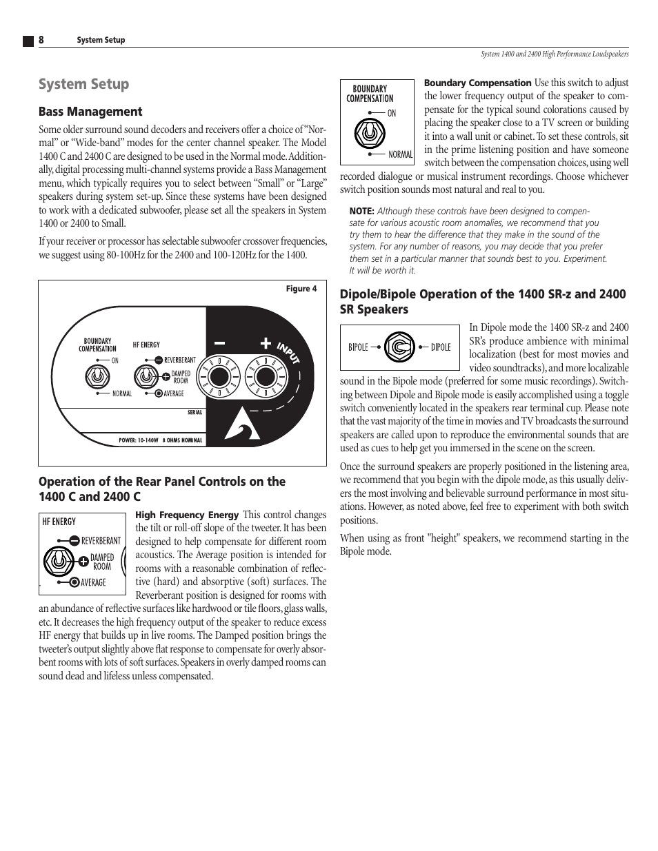 System setup | Atlantic Technology 1400 User Manual | Page 8 / 12