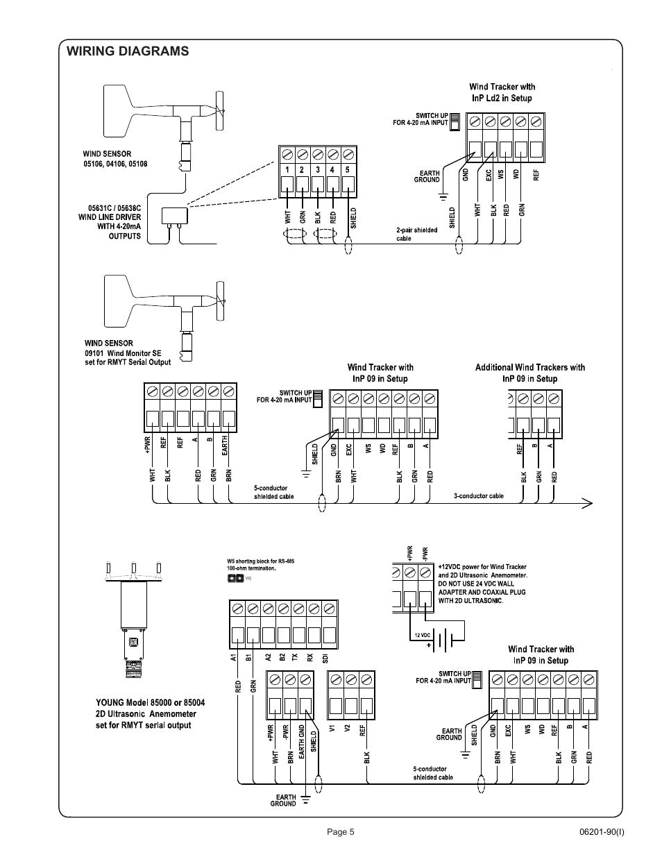 Wiring diagrams | Young Wind Tracker Model 06201 User Manual | Page 6 / 7