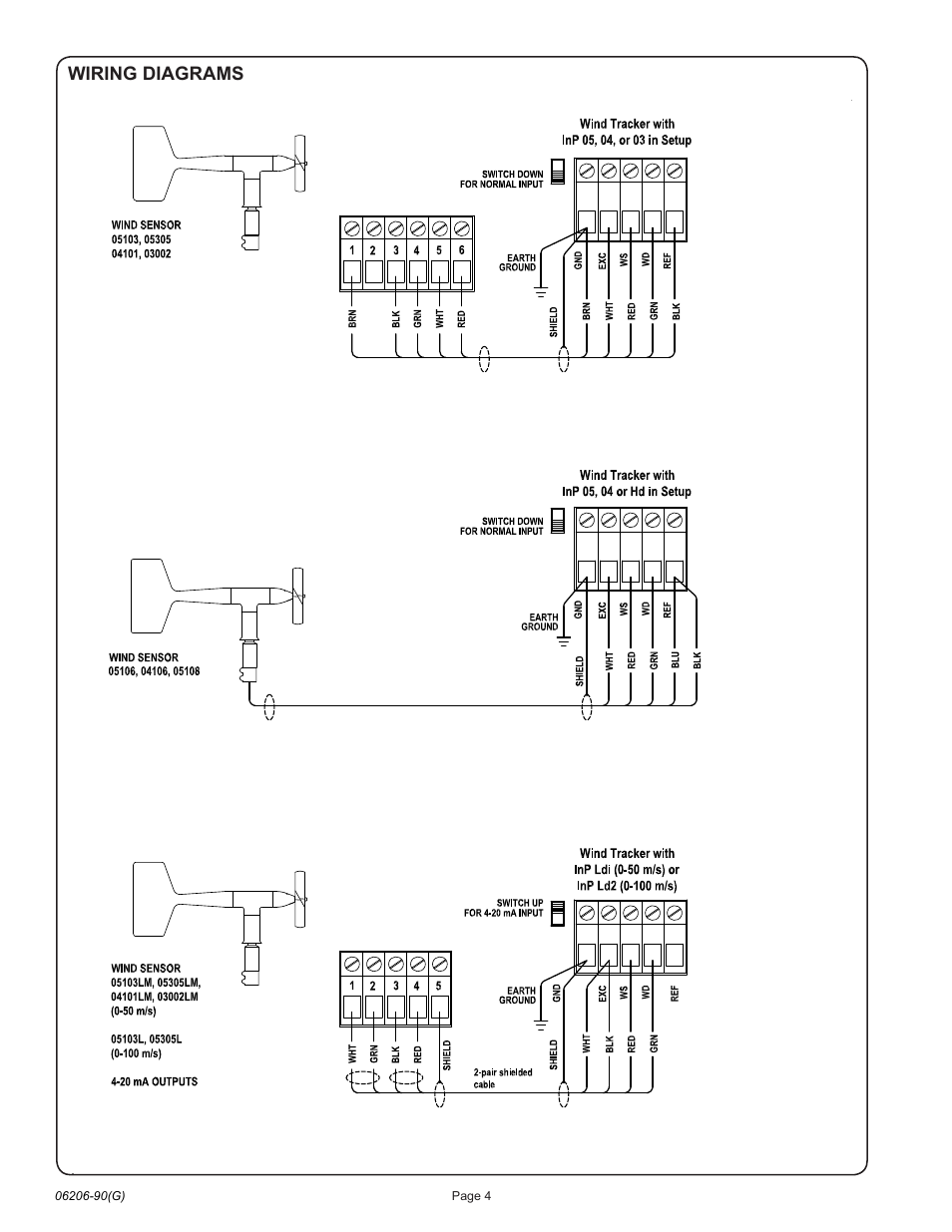 Wiring diagrams | Young Marine Wind Tracker Model 06206 User Manual | Page 5 / 7