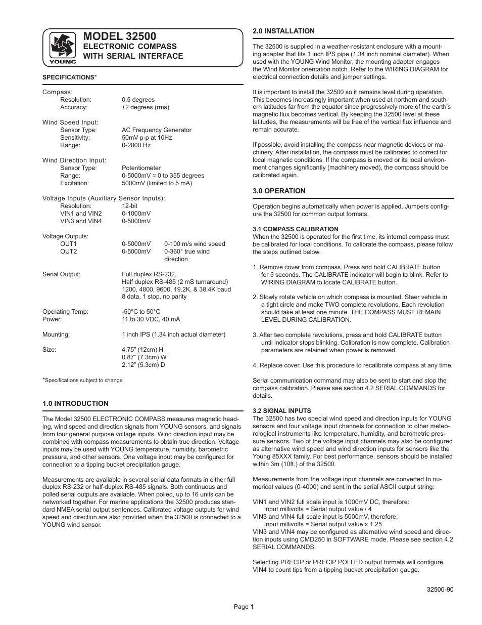 Young Compass / Serial Interface 32500 User Manual | Page 2 / 10