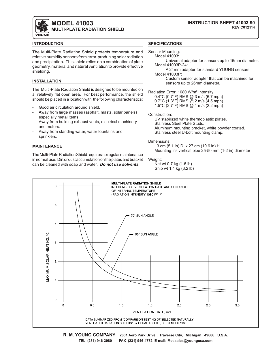 Young Multi-Plate Radiation Shield Model 41003 User Manual | 2 pages