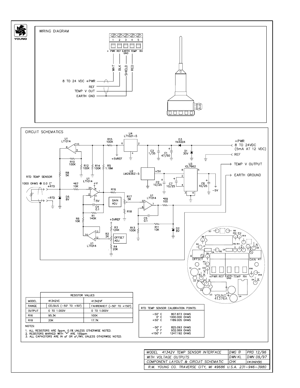 Young Sensors Relative Humidity & Temperature Probes Models 41342V User Manual | Page 2 / 2