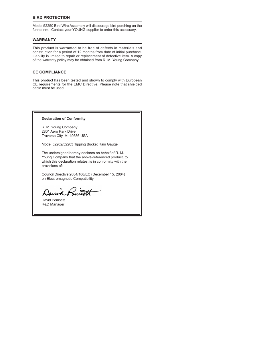Young Tipping Bucket Rain Gauge Model 52203 User Manual | Page 2 / 2