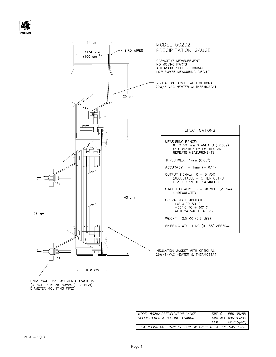 Young Precipitation Gauge No Moving Parts Model 50202 User Manual | Page 5 / 8