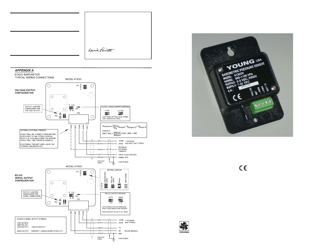 Young Barometric Pressure Sensor Model 61302V User Manual | 2 pages