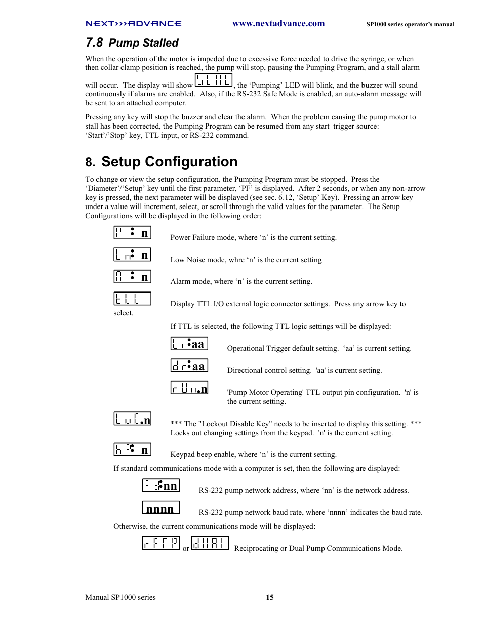 Setup configuration | Next Advance SP1070-M User Manual | Page 22 / 60