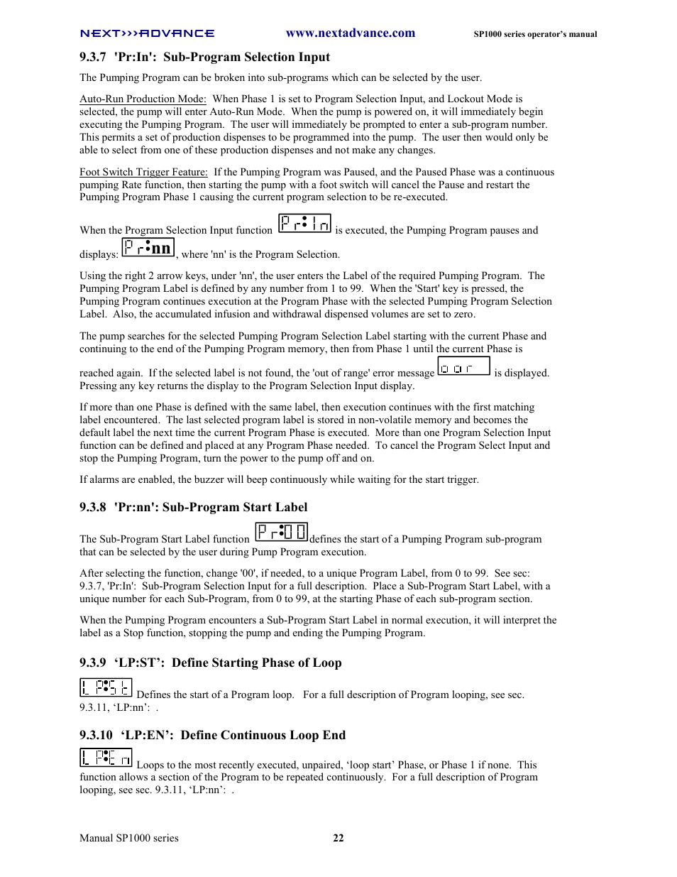 Next Advance SP1070-M User Manual | Page 29 / 60