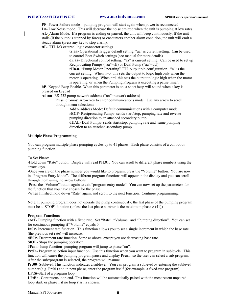 Next Advance SP1070-M User Manual | Page 3 / 60