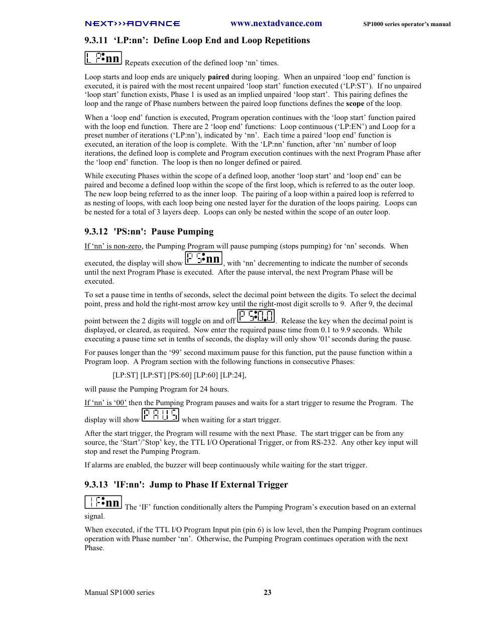 Next Advance SP1070-M User Manual | Page 30 / 60