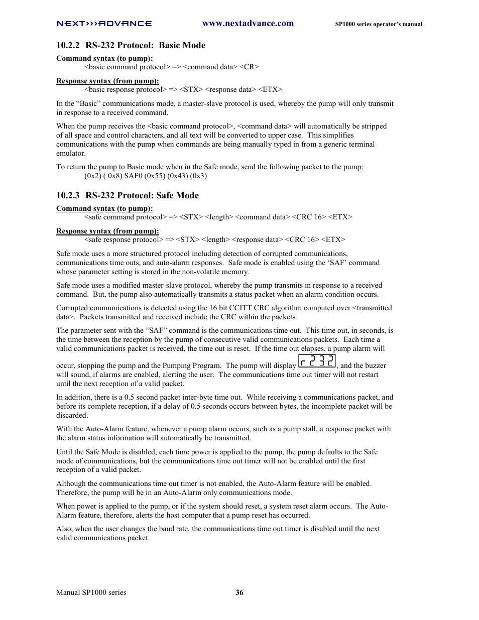 Next Advance SP1070-M User Manual | Page 43 / 60
