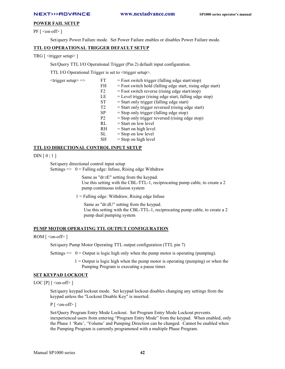 Next Advance SP1070-M User Manual | Page 49 / 60