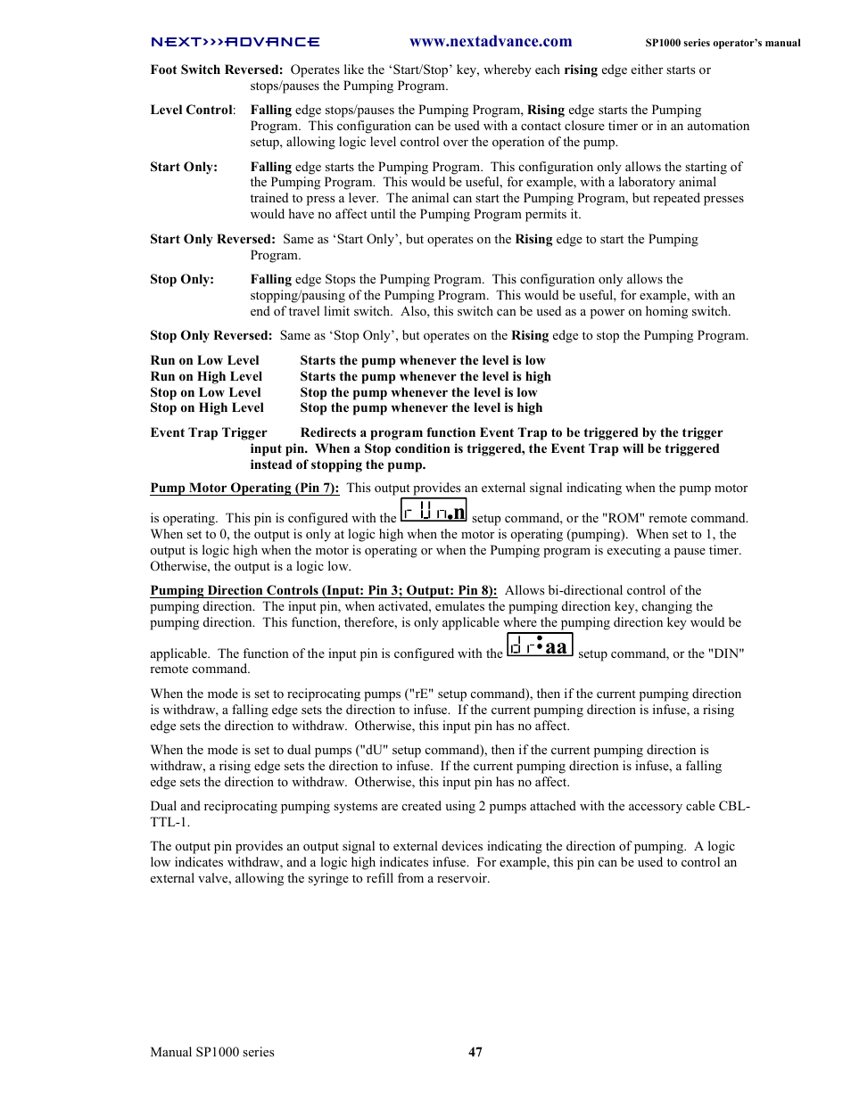 Next Advance SP1070-M User Manual | Page 54 / 60