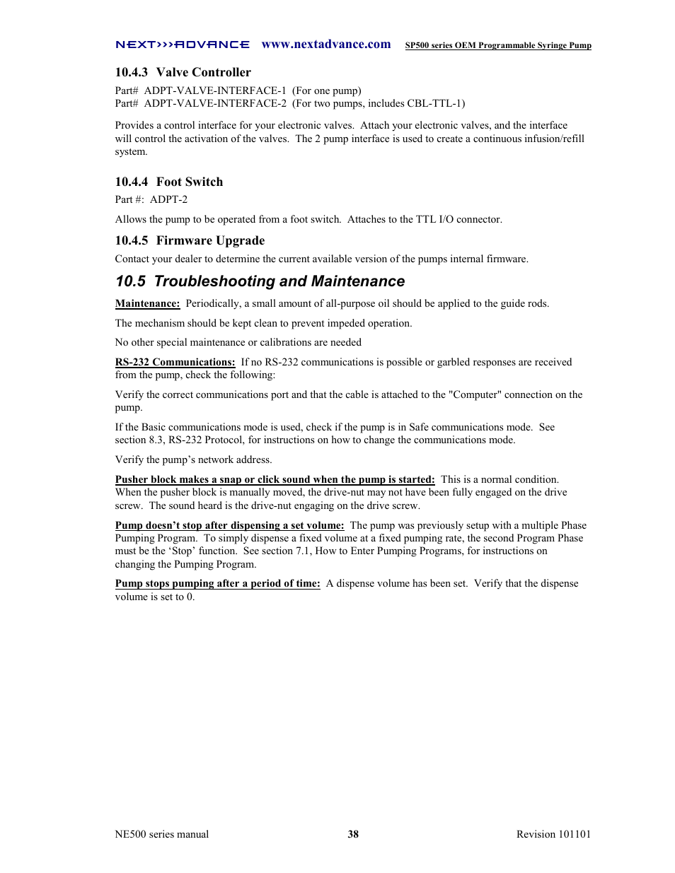 5 troubleshooting and maintenance | Next Advance SP570-M User Manual | Page 43 / 44