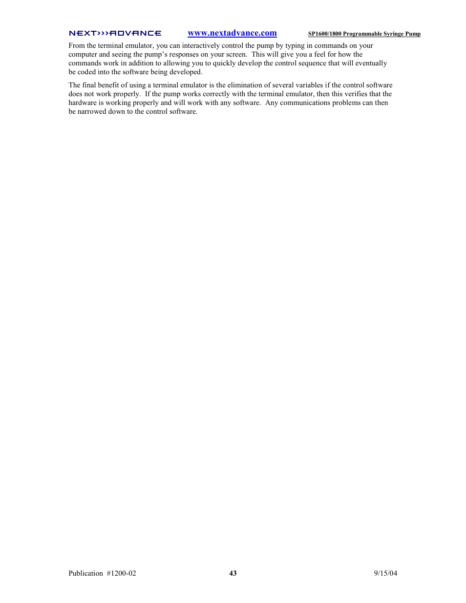 Next Advance SP1800 User Manual | Page 48 / 57