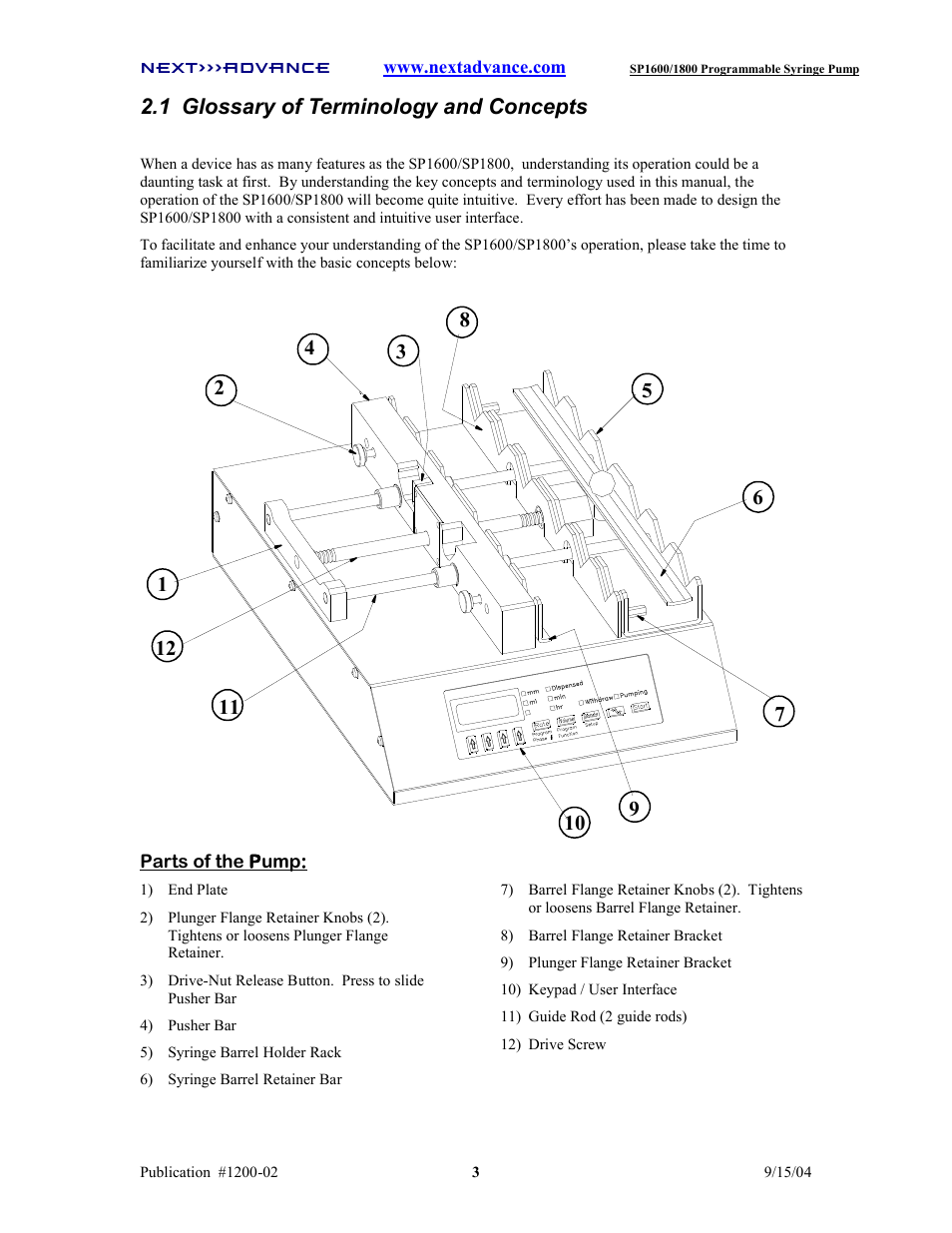 1 glossary of terminology and concepts | Next Advance SP1800 User Manual | Page 8 / 57
