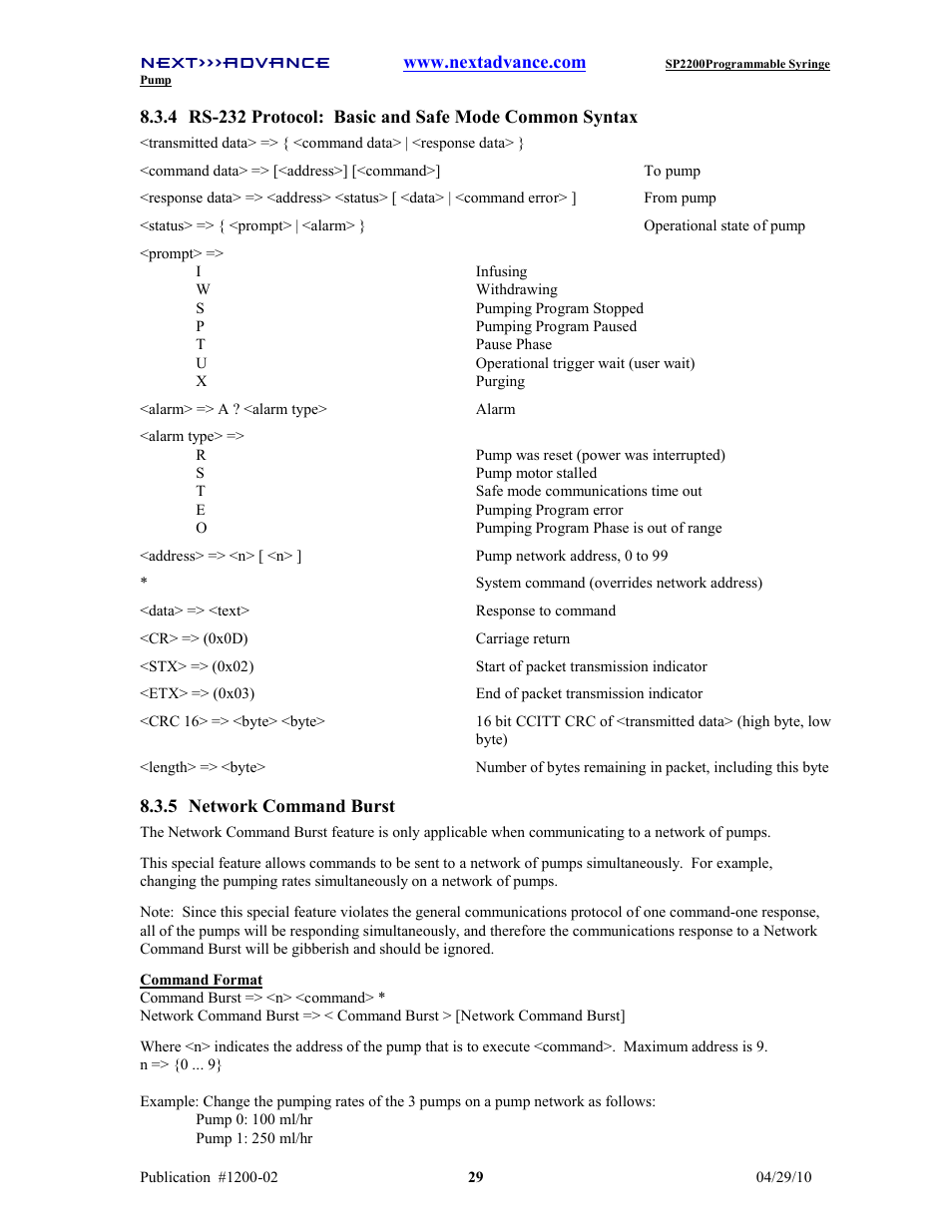 Next Advance SP2200 User Manual | Page 34 / 52