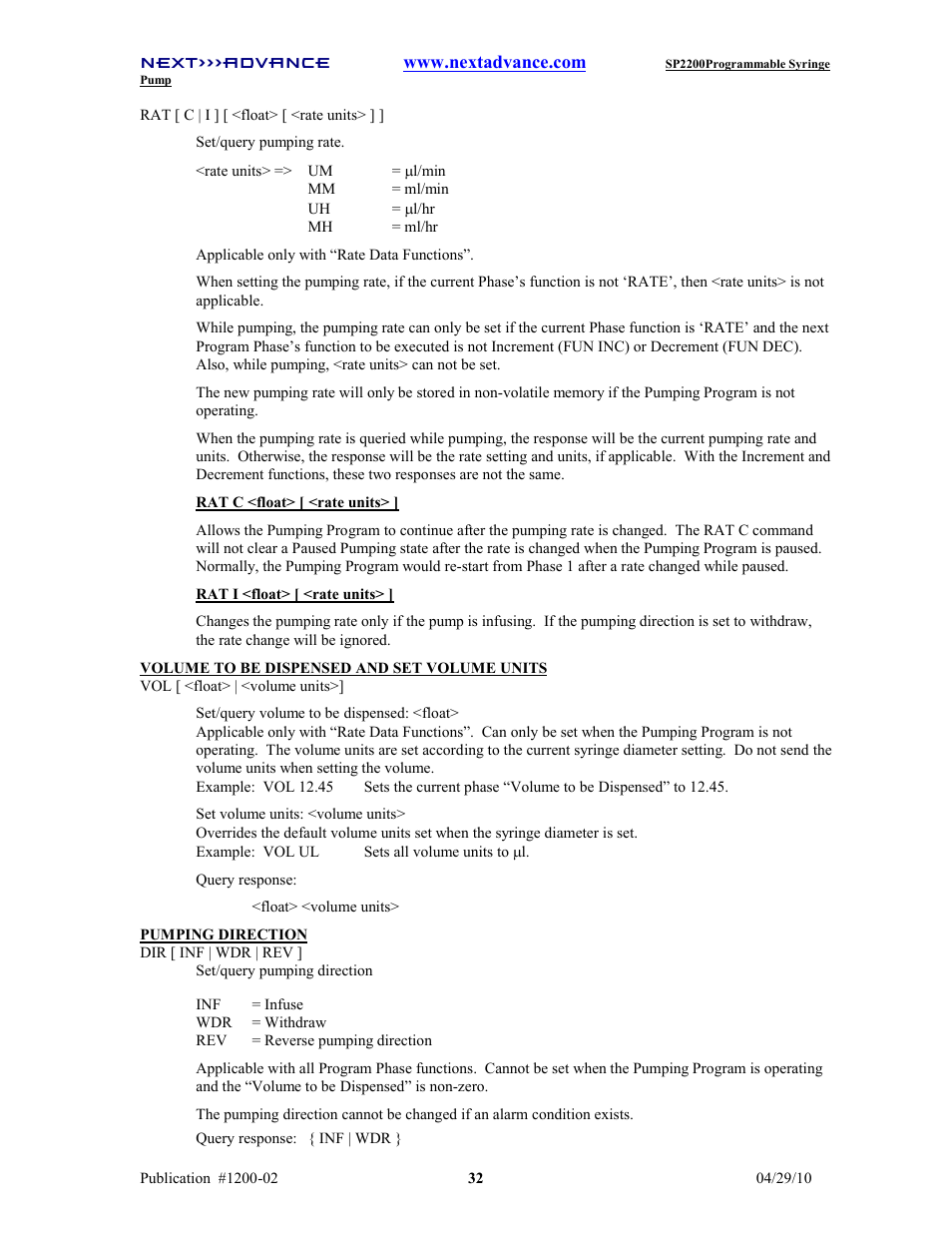 Next Advance SP2200 User Manual | Page 37 / 52