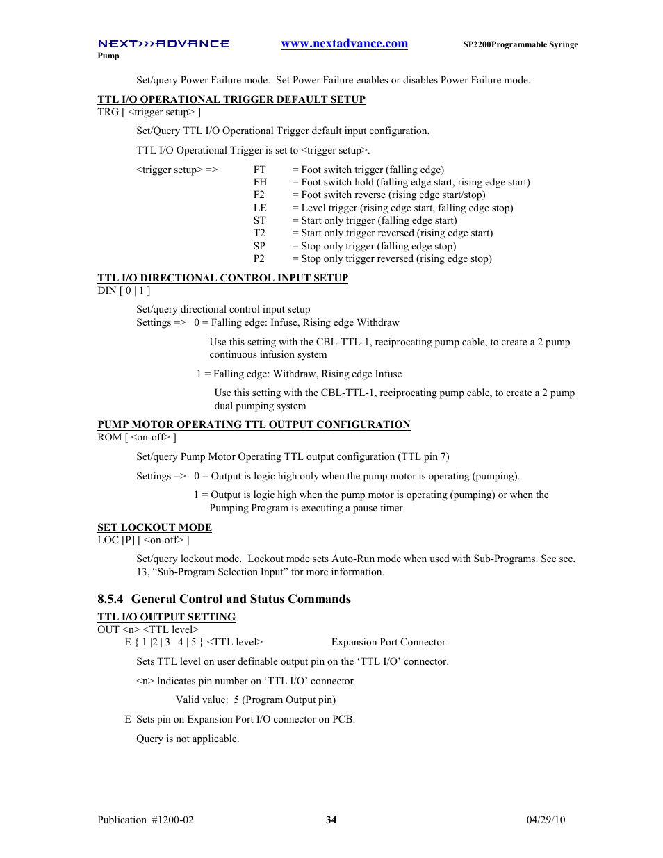 Next Advance SP2200 User Manual | Page 39 / 52