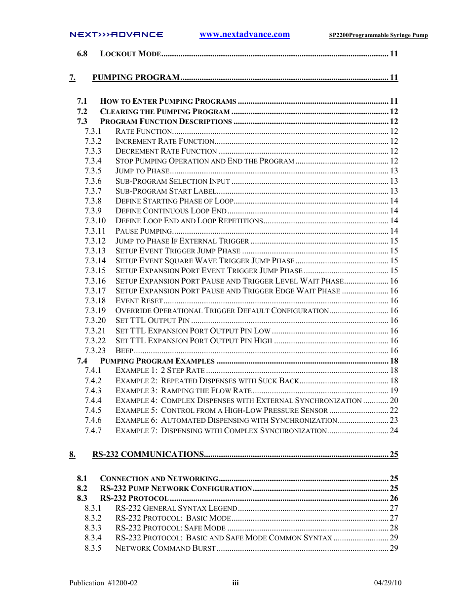 Next Advance SP2200 User Manual | Page 4 / 52