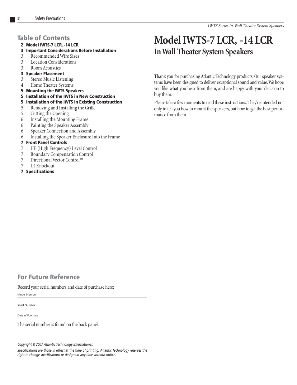 Atlantic Technology IWTS-14 LCR User Manual | Page 2 / 8