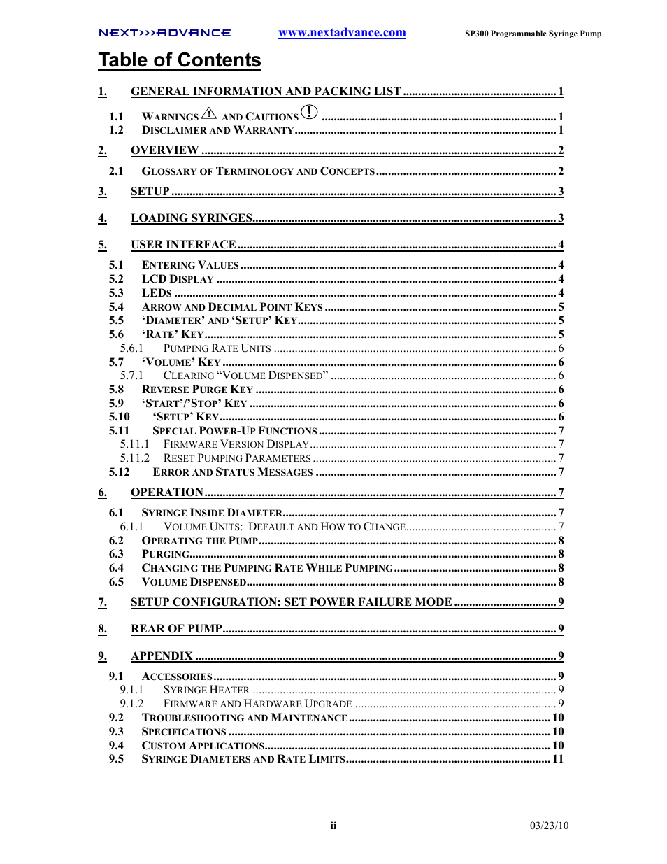 Next Advance SP300 User Manual | Page 3 / 14