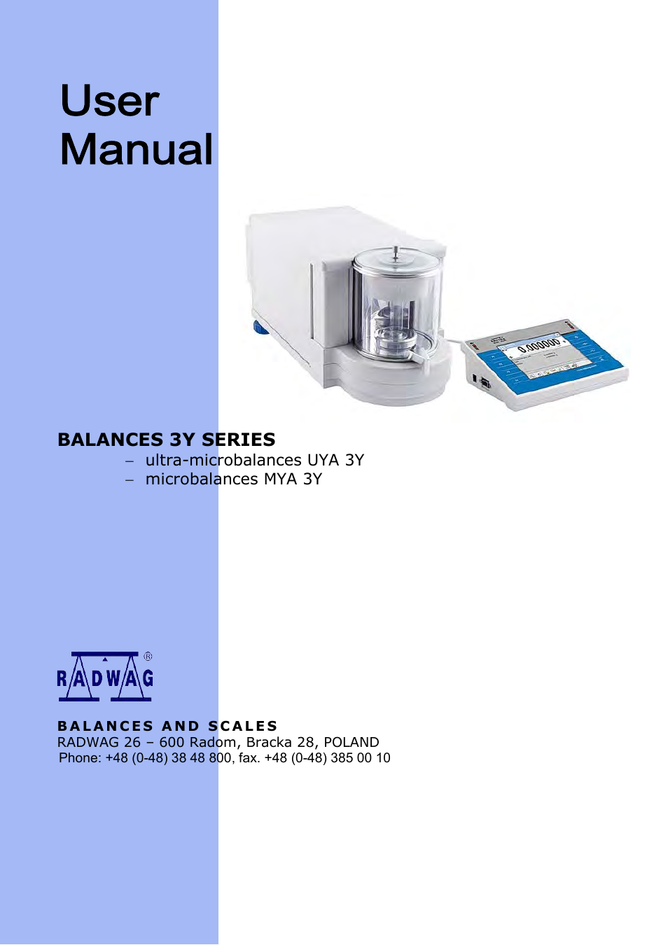 RADWAG MYA 5.3Y.F1 Microbalance User Manual | 198 pages