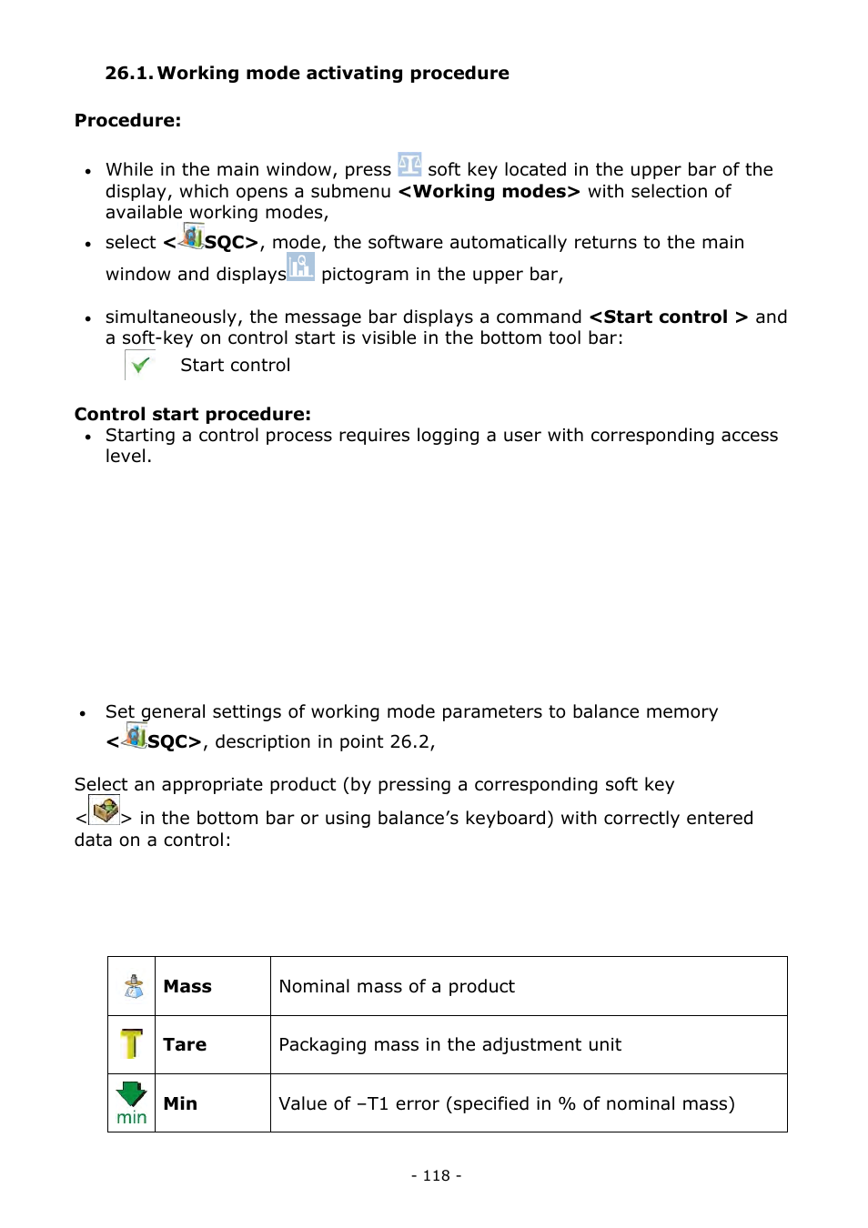 Working mode activating procedure | RADWAG MYA 5.3Y.F1 Microbalance User Manual | Page 118 / 198