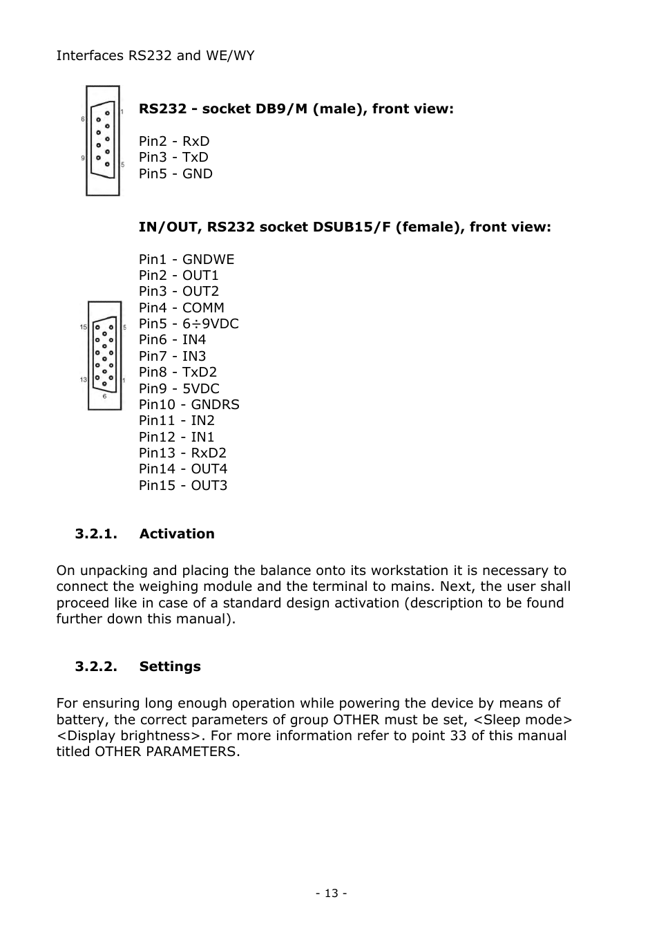 Activation, Settings | RADWAG MYA 5.3Y.F1 Microbalance User Manual | Page 13 / 198