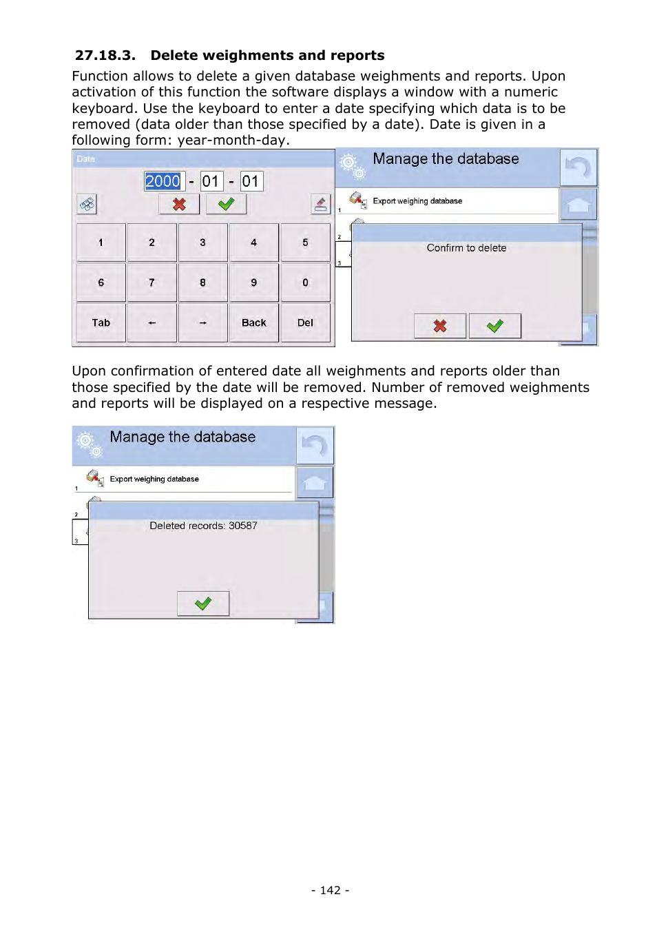 Delete weighments and reports | RADWAG MYA 5.3Y.F1 Microbalance User Manual | Page 142 / 198