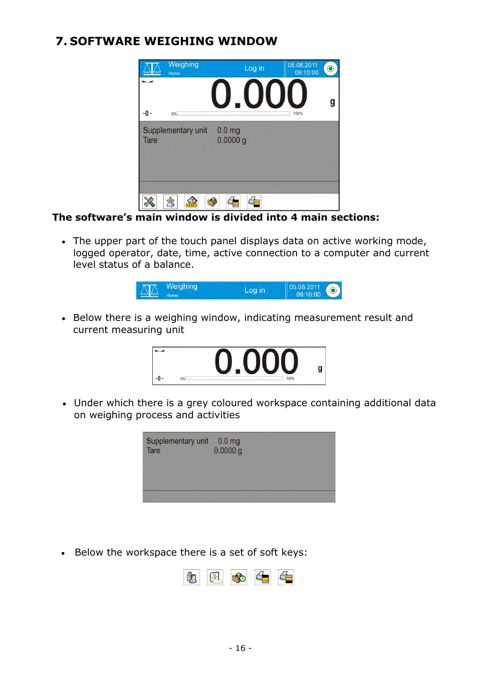 Software weighing window | RADWAG MYA 5.3Y.F1 Microbalance User Manual | Page 16 / 198