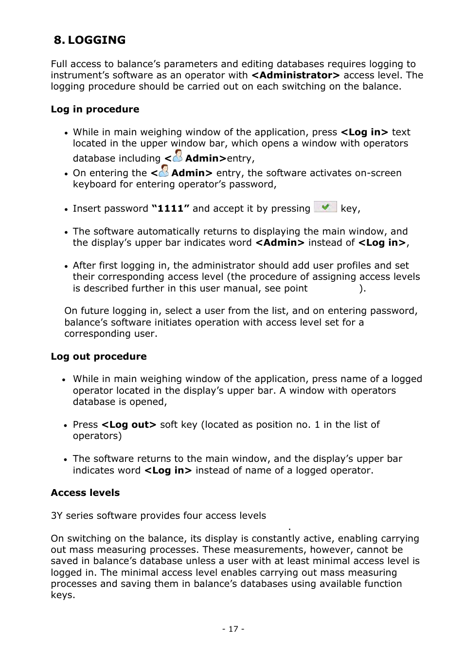 Logging | RADWAG MYA 5.3Y.F1 Microbalance User Manual | Page 17 / 198