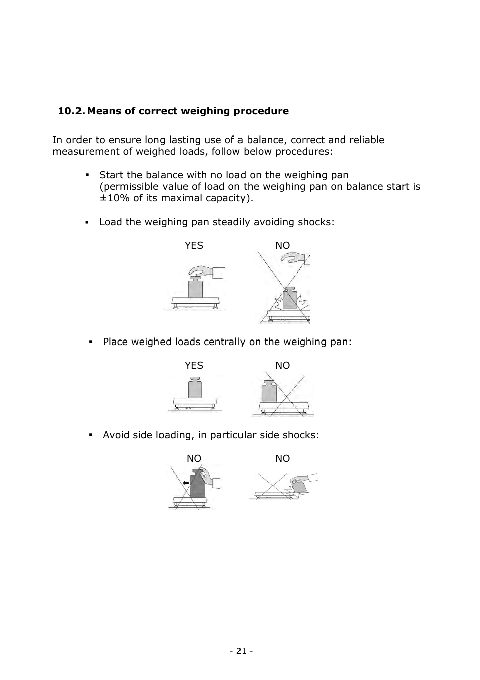 Means of correct weighing procedure | RADWAG MYA 5.3Y.F1 Microbalance User Manual | Page 21 / 198