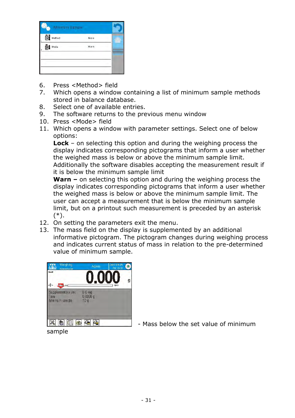 RADWAG MYA 5.3Y.F1 Microbalance User Manual | Page 31 / 198