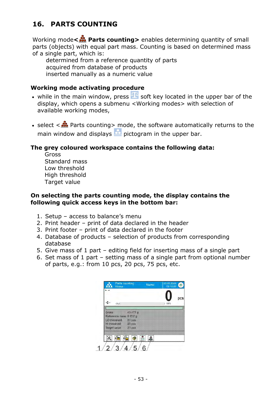 Parts counting | RADWAG MYA 5.3Y.F1 Microbalance User Manual | Page 53 / 198