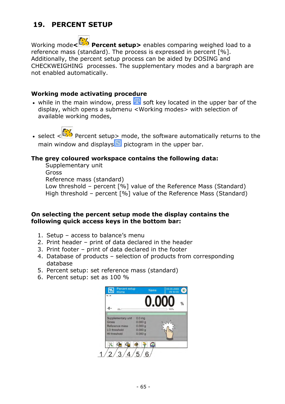 Percent setup | RADWAG MYA 5.3Y.F1 Microbalance User Manual | Page 65 / 198