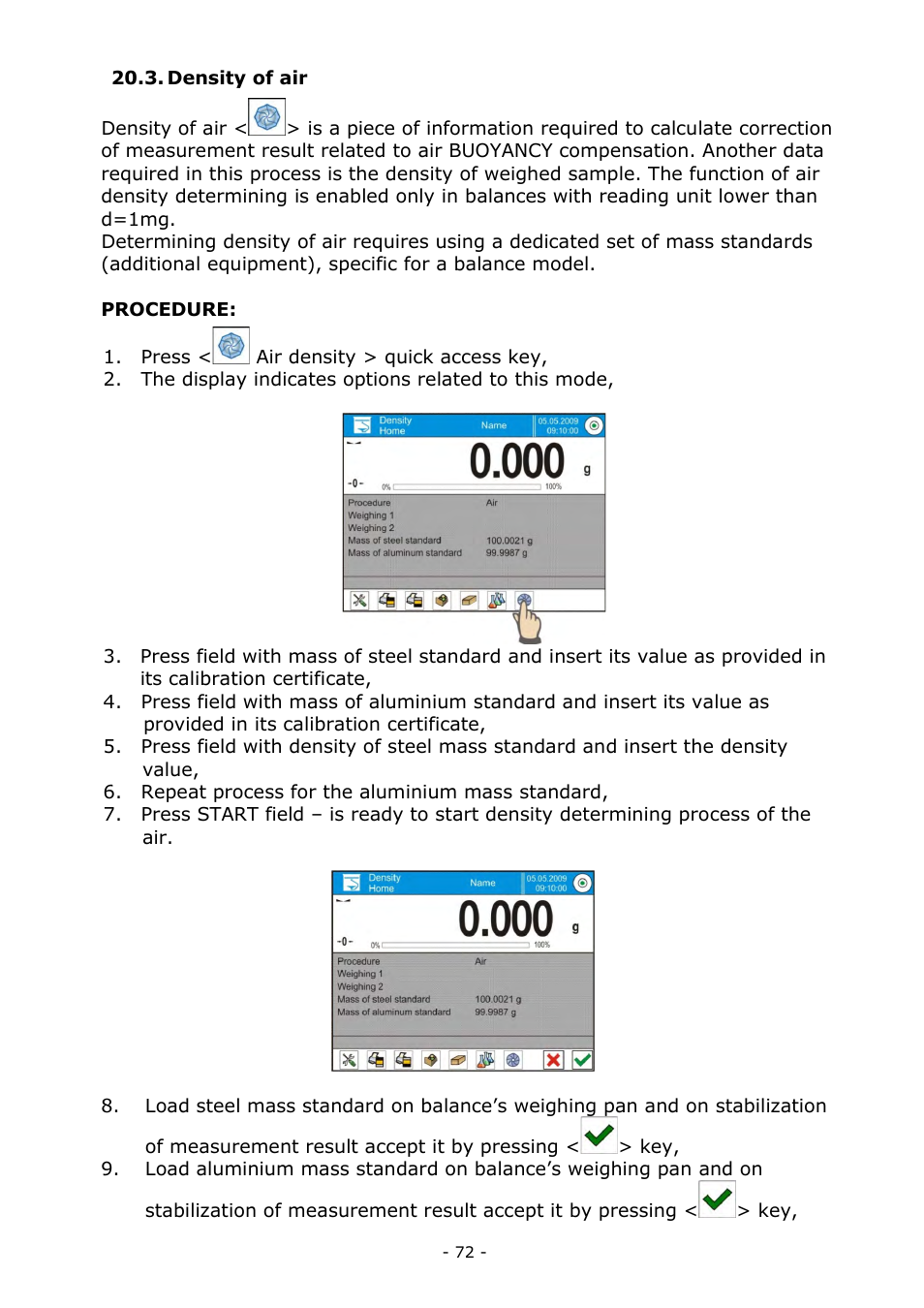 Density of air | RADWAG MYA 5.3Y.F1 Microbalance User Manual | Page 72 / 198