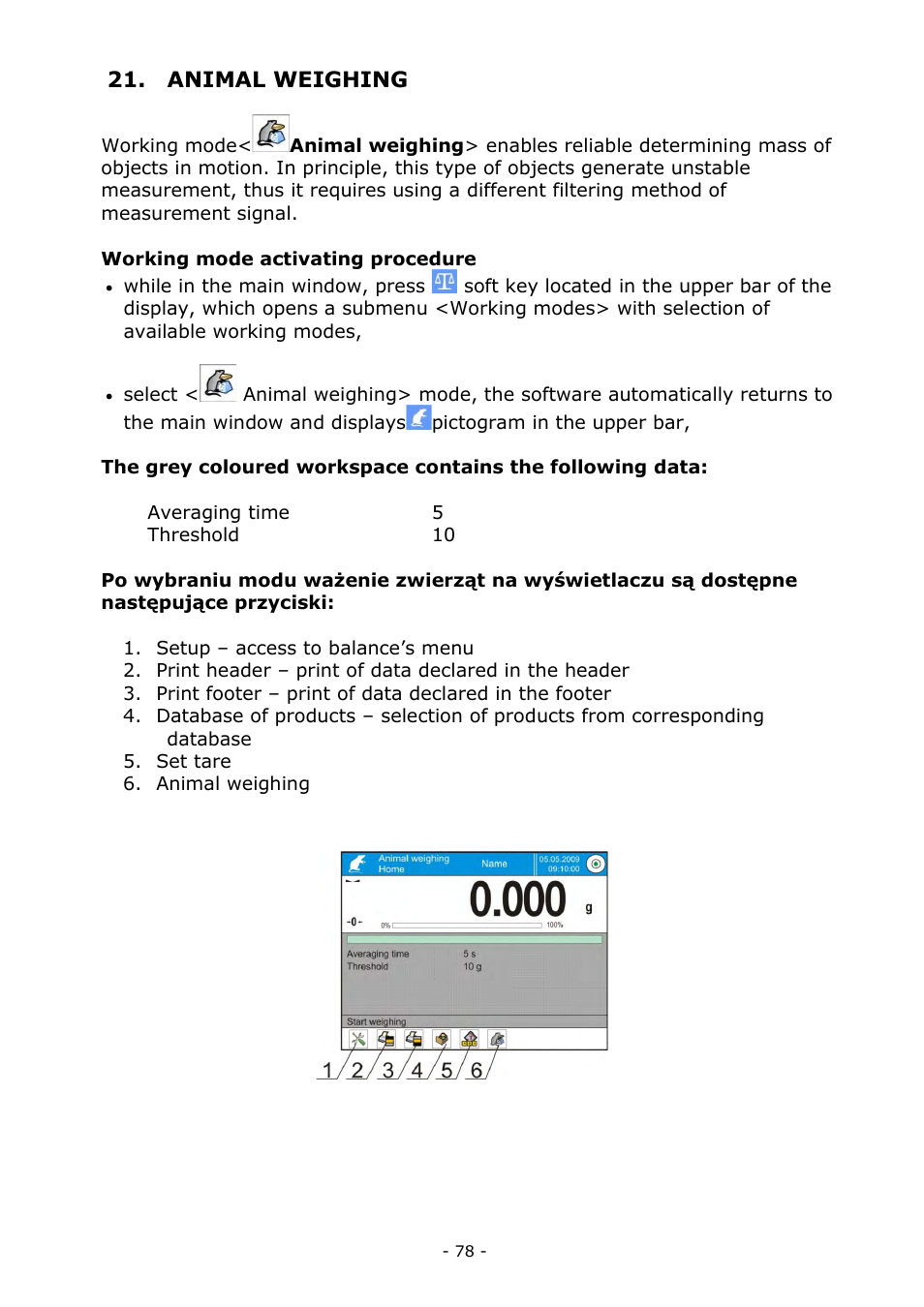 Animal weighing | RADWAG MYA 5.3Y.F1 Microbalance User Manual | Page 78 / 198