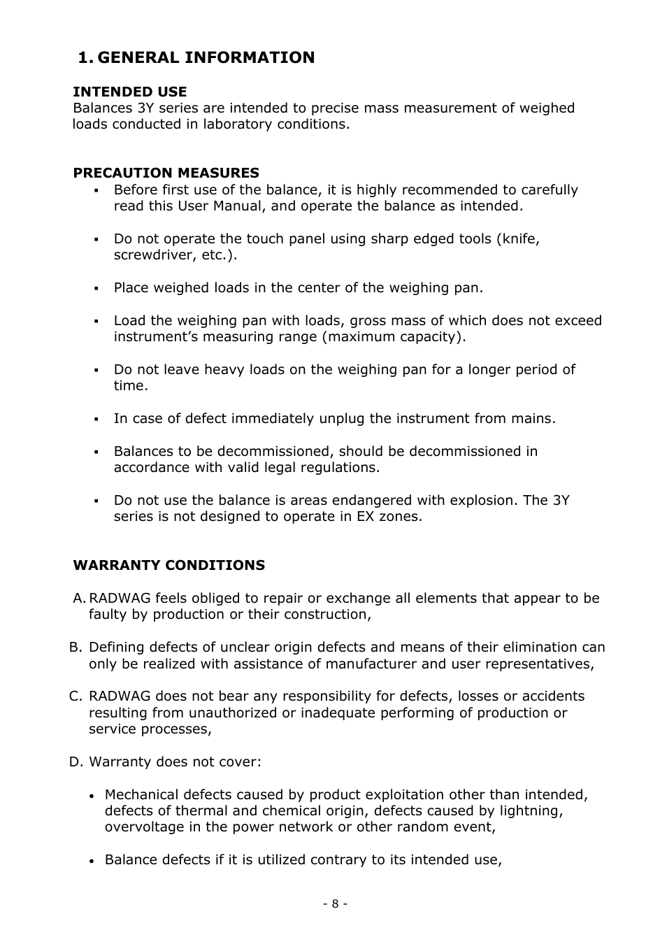 General information | RADWAG MYA 5.3Y.F1 Microbalance User Manual | Page 8 / 198