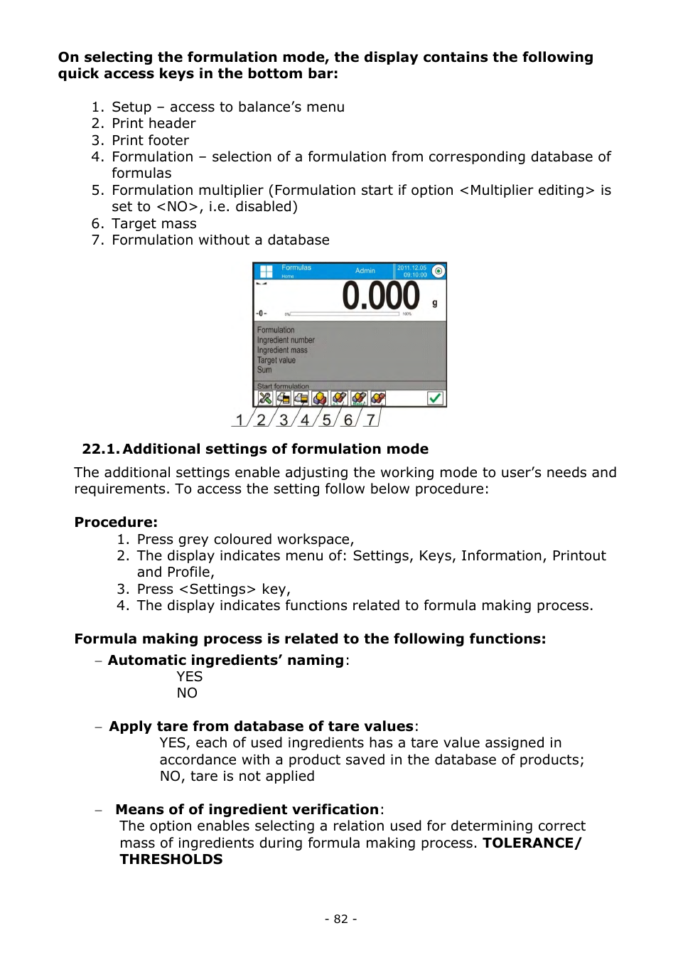 Additional settings of formulation mode | RADWAG MYA 5.3Y.F1 Microbalance User Manual | Page 82 / 198