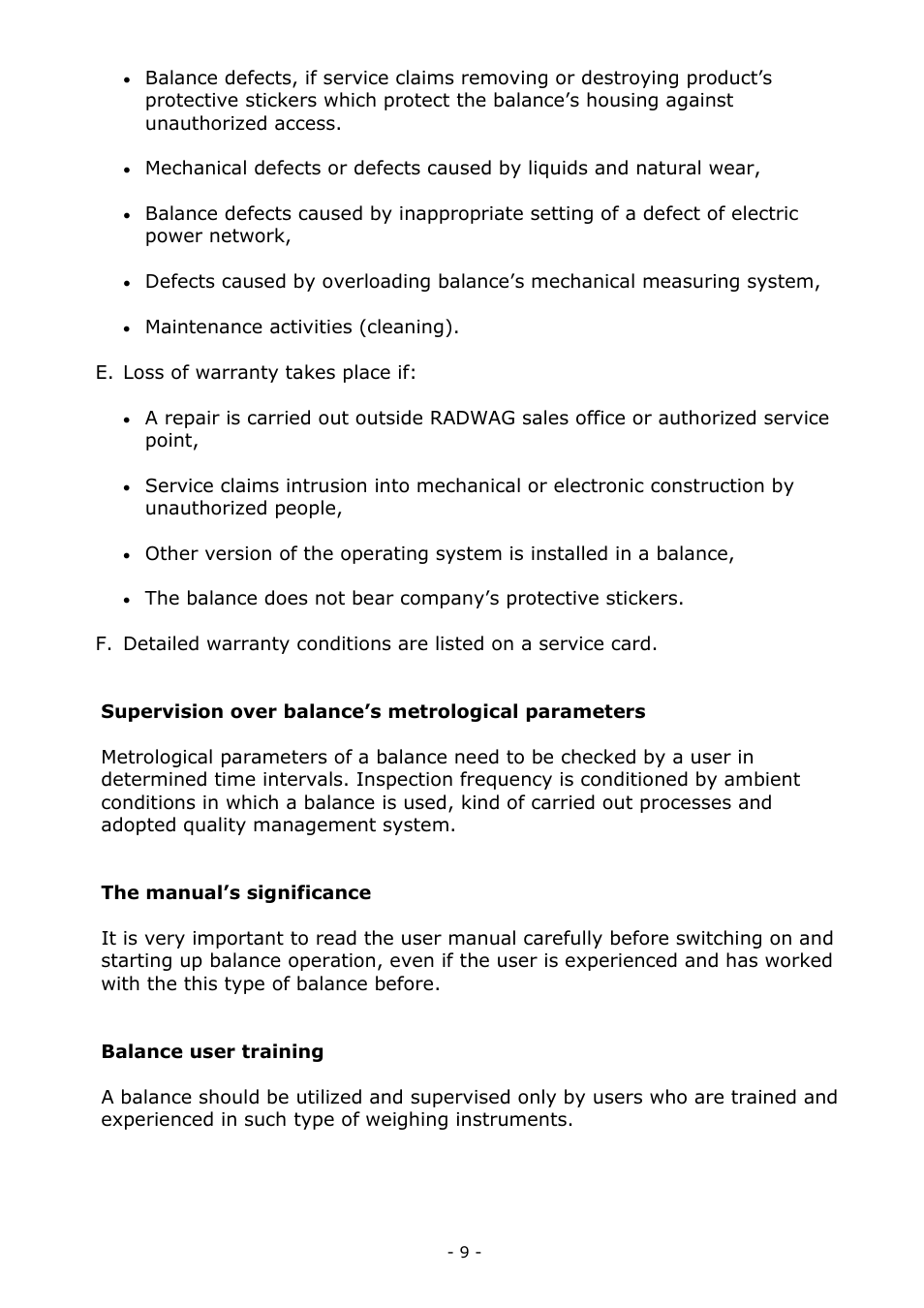 RADWAG MYA 5.3Y.F1 Microbalance User Manual | Page 9 / 198