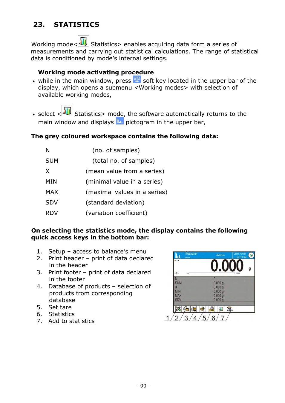 Statistics | RADWAG MYA 5.3Y.F1 Microbalance User Manual | Page 90 / 198