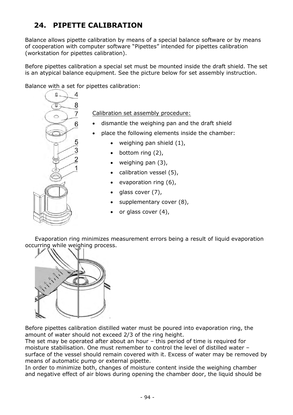 Pipette calibration | RADWAG MYA 5.3Y.F1 Microbalance User Manual | Page 94 / 198