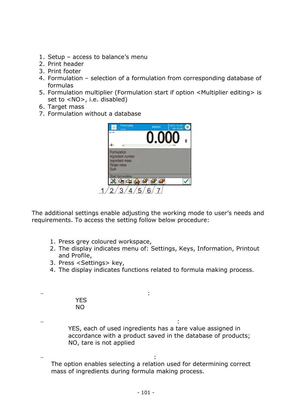 Additional settings of formulation mode | RADWAG BALANCES 3Y SERIES User Manual | Page 101 / 246
