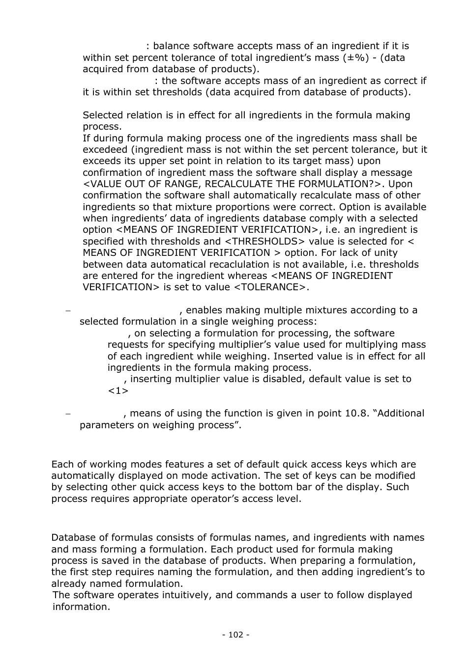 Formulation – quick access keys, Adding formulas to the database of formulas | RADWAG BALANCES 3Y SERIES User Manual | Page 102 / 246