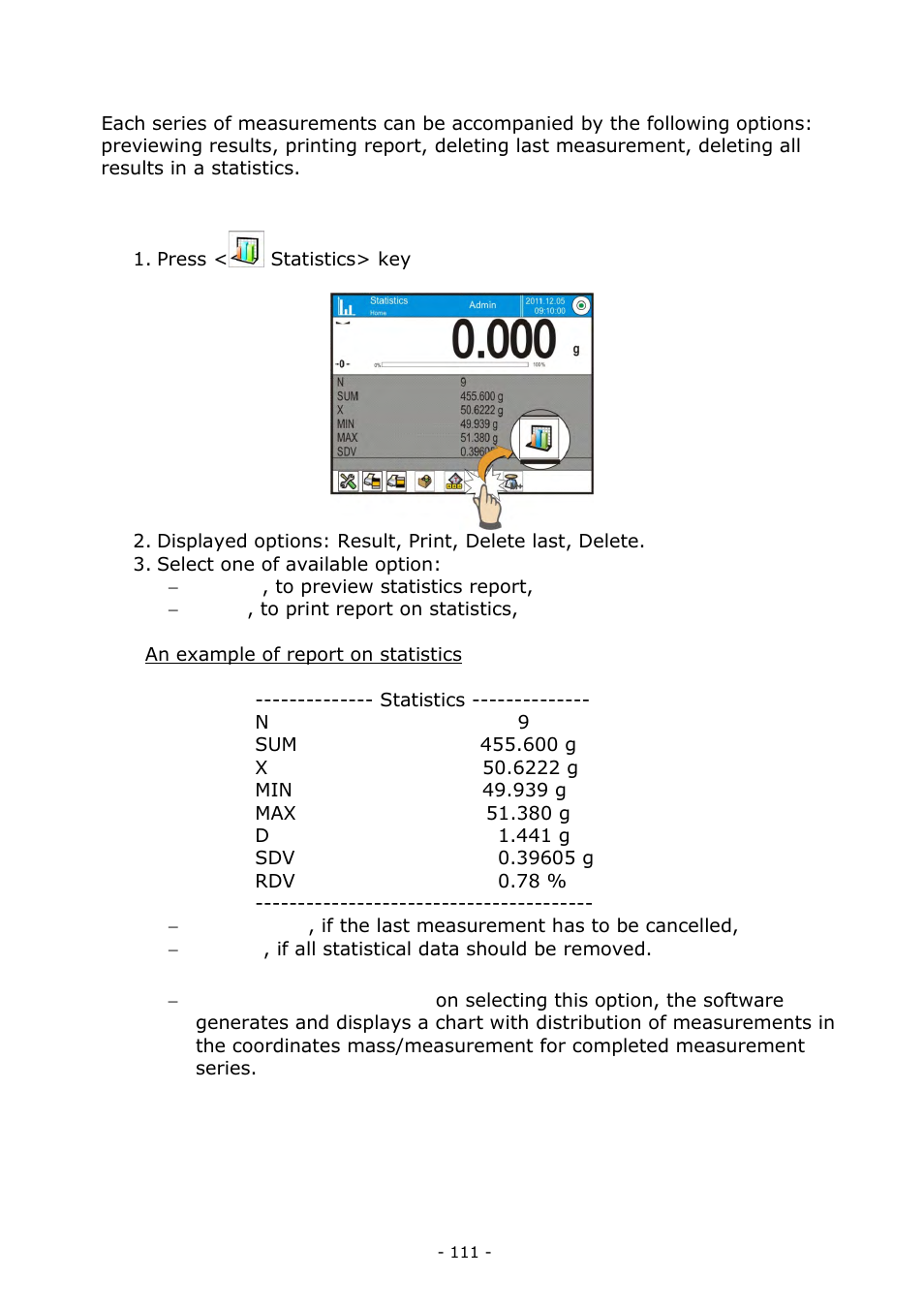 Parameters related to a series of measurements | RADWAG BALANCES 3Y SERIES User Manual | Page 111 / 246