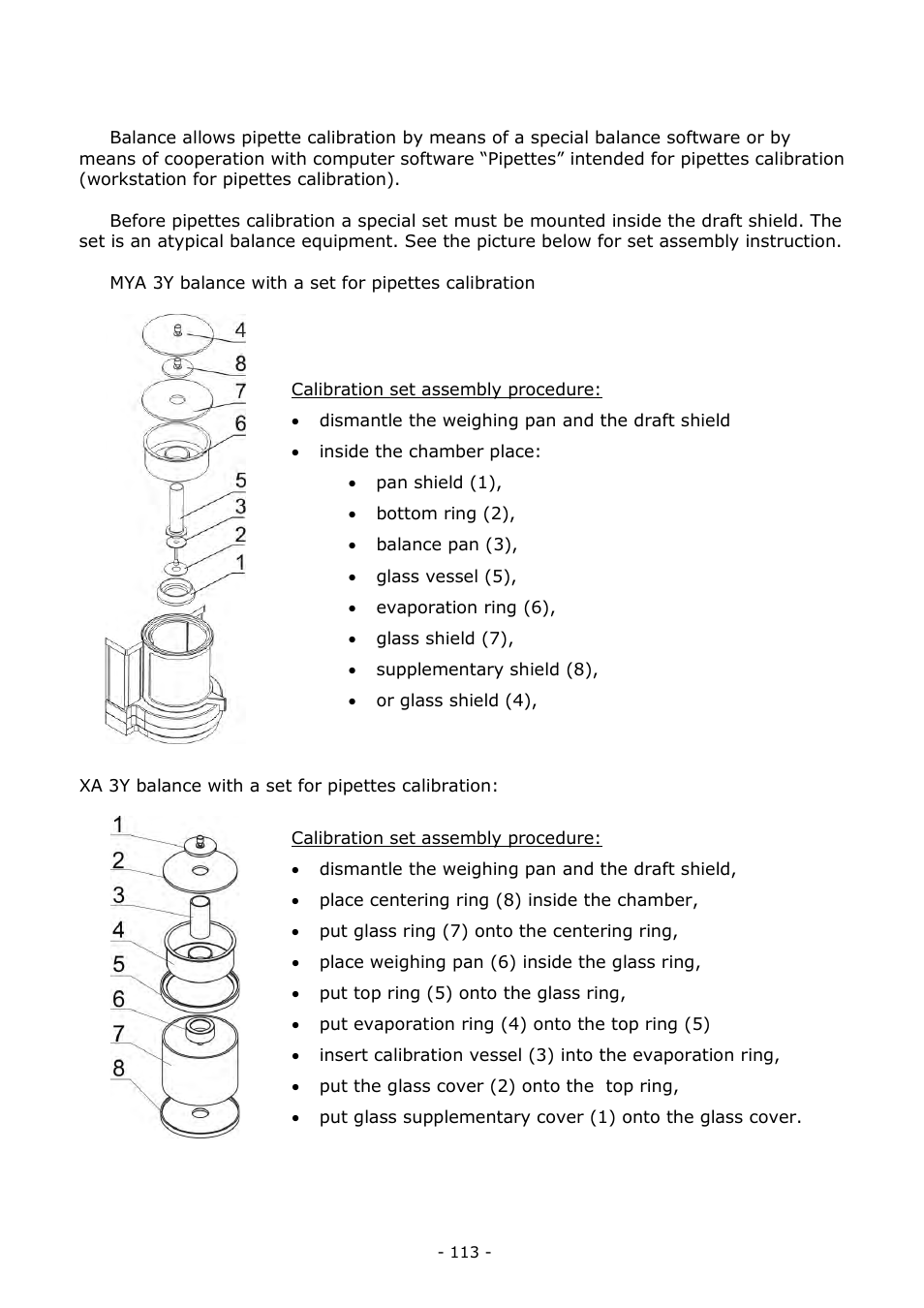 Pipette calibration | RADWAG BALANCES 3Y SERIES User Manual | Page 113 / 246