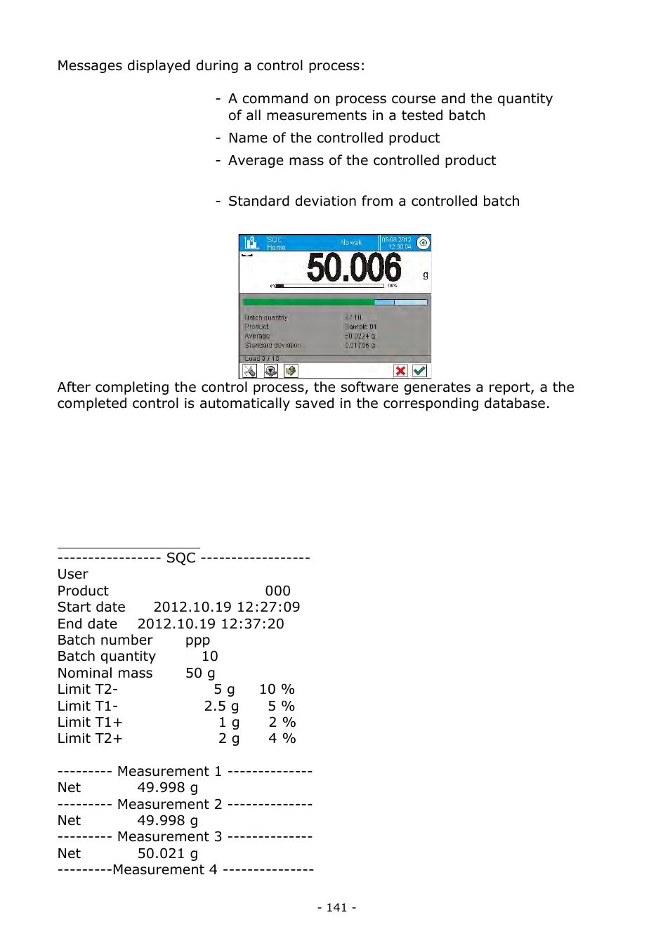 Report on product control | RADWAG BALANCES 3Y SERIES User Manual | Page 141 / 246