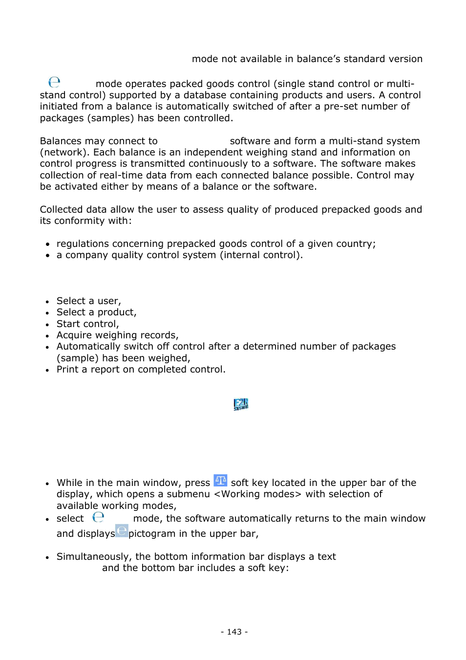 Prepackaged goods control, Working mode activating procedure | RADWAG BALANCES 3Y SERIES User Manual | Page 143 / 246