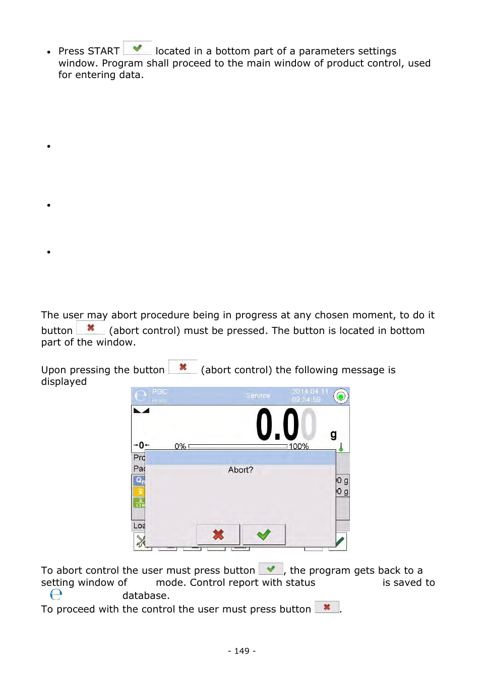 Abort control procedure | RADWAG BALANCES 3Y SERIES User Manual | Page 149 / 246